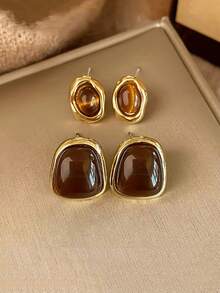 1 Bộ Hoa tai đính đá Maillard thời trang tối giản, thiết kế độc đáo theo phong cách cổ điển, bộ hoa tai sang trọng nhẹ, phù hợp cho trang phục hàng ngày và ngày lễ của phụ nữ - Cà phê - Xem 17