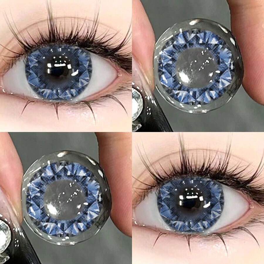 JeweLens 1 Pair Cat Eye Lenses, Animal Dog Themed Invisible Contacts - Blue - View 1