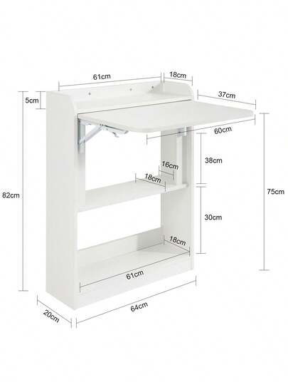 SoBuy Home Office Folding Tafel Bureau Computer Workstation Shelves Wit W64 D58 H82cm FWT92 view 3