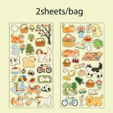 2张/包 可爱动物造型贴纸，适用于剪贴簿、笔记本、相框、笔记本电脑、水杯、杂志、铅笔盒、桌面、返校用品、剪贴簿用品、趣味贴纸、笔记本电脑贴纸、Kindle手机贴纸 - 彩色 - 查看 16