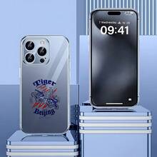 Carcasa de teléfono impreso transparente de moda Cubierta de teléfono transparente con diseño de tigre y texto Beijing para iPhone 14 Pro Max en color gris claro ideal para uso diario y protección elegante Para apple, teléfonos - transparente - Ver 2