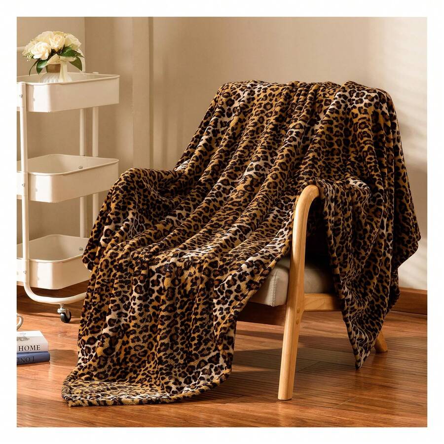 Leopard Flannel Throw Blanket, 300 GSM Lightweight Cheetah Blanket For Couch Sofa Bed, Super Soft Cozy Warm Blankets, Brown.Reversible Plush Blanket  Flannel Blankets Warm Cozy Throws For Sofa Lightweight Blankets For Couch Bed Essential Office Nap Blanket Compact Portable Blanket Warmth On The Go Year-Round Air-Conditioned Blanket/Nap Blanket - 彩色 - 查看 1