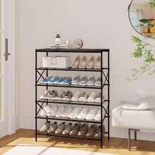 6 Tier Shoe Rack For 24 Pairs, Large Capacity Metal Storage Organizer For Entryway Hallway Closet Garage, Black TXJ016B - 黑色 - 查看 2