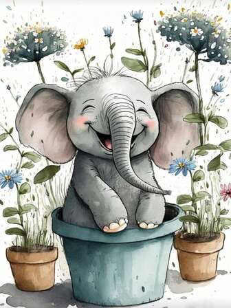 Kit de pintura de diamantes de elefante adulto de 12x16 pulgadas, nivel principiante de pintura de diamantes de punto completo en 5D, manualidades de arte de gemas de pintura de diamantes DIY