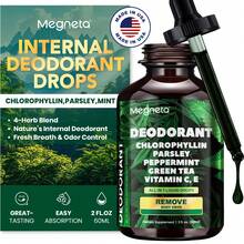 MEGNETA Chlorophyll Liquid Drops - Internal Deodorizer, Odor Remover | For Gut Health, Detox, Digestion & Immune Support, Natural Mint Flavor- 2 Fl Oz, Free Shipping, For Men And Women - 2 液體盎司(1 瓶裝) - 查看 1