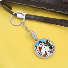 1pc Rhinestone-Encrusted Snowman Keychain, Multi-Scenario Snowman Designs With Silver-Tone Key Ring, Holiday Accessory For Christmas And Winter Enthusiasts - Silver - View 5