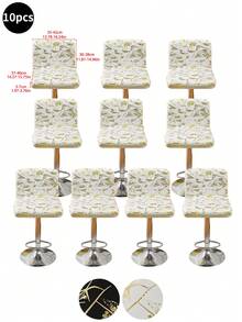 1pc White & Gold Geometric Low Back Chair Cover, Classic Minimalist Design, Stretchy Removable Washable Chair Slipcover, Suitable For Hotel, Restaurant, Front Desk, Office Stool, Black - Multicolor - View 10