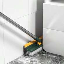 Cepillo de Suelo 2 en 1, Cepillo para Lechada con Largo, Cepillo para Azulejos de Cerdas Rígidas, Rotación de 180 Grados para Limpieza de Baño y Cocina ()(Verde) - Multicolor - Ver 3