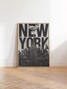 1张无框纽约帝国大厦天际线海报，黑白摄影作品，极简主义墙面艺术，适用于卧室、客厅、宿舍 | 房间装饰，装饰品，墙面装饰画，复古装饰，宿舍必备 - 彩色 - 查看 4