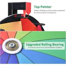 24 Inch Heavy Duty Prize Wheel - Carnival Games Roulette Wheel With Dry Erase Marker - 12 Slot Tabletop Fortune Spinning Wheel Games For Trade Show, Carnival,31254289 - Redwood - View 2