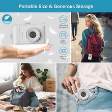 W&O [Instant Print Digital Camera] 3-In-1 Digital Camera With Instant 1-Second Photo Printing | 2.8" 1080P FHD Screen, 16X Zoom & CCD Sensor - Portable MP3 Player & Puzzle Games, Includes SD Card/USB Cable/Lanyard - 白色-Q8 - 查看 4