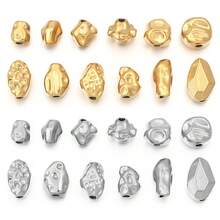 5/10pcs/Pack Stainless Steel Meteorite Irregular Spacer Beads, Non-Fading Titanium Steel Baroque Style Spacer Beads For Bracelets, Necklaces, Jewelry DIY - Meteorite Spacer Beads - View 2