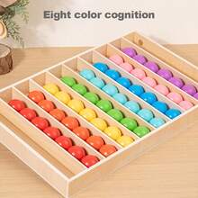 3-6 Years Old Kids Wooden Colorful Ball Sorting Game, Color Categorization Cognitive & Hands-On Ability Training, Sorting Toy, Christmas Gift - Multicolor - View 6