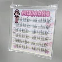 MIXIAOHE Ciglia finte trasparenti e leggere, 48 ciuffetti, fai da te, senza colla, riccio naturale, aspetto realistico, uso quotidiano, segmentate, autoadesive, ciglia finte, adatte per principianti, lunghezza 10mm-14mm