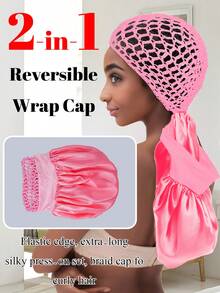 2-en-1 Filet à cheveux multifonctionnel, comprenant un bonnet de nuit, un bonnet filet à cheveux, un bonnet de nuit à bordure de satin et un bandeau de cheveux au crochet. Essentiel de voyage, pratique pour créer différents styles de coiffure, idéal pour les soins capillaires quotidiens, confortable et facile à utiliser - Imprimé léopard coloré - Voir 15