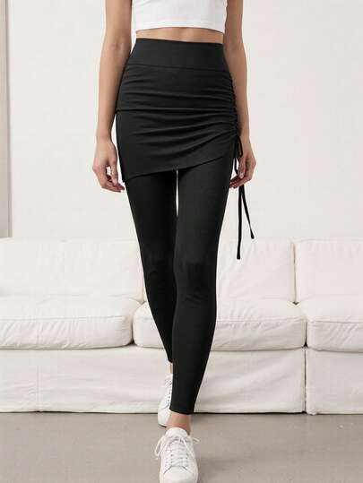 Leggings lisos y sencillos para uso diario, sin arrugas, para primavera/verano/otoño para mujeres