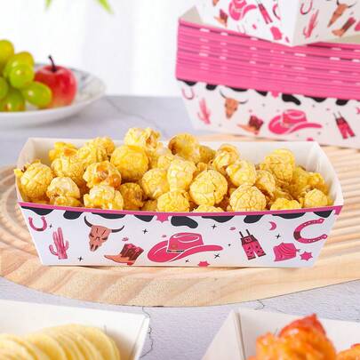 10/24pcs Pink Denim Disposable Food Boxes, Fries Boxes, Popcorn Boxes, Snack Boxes, Birthday And Family Gathering Party Decorations, Suitable For Bakeries, Burger Restaurants, Movie Theaters Takeout Boxes