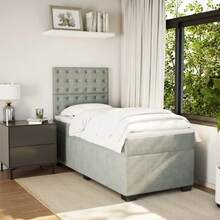 vidaXL Letto a molle con materasso grigio chiaro 90x200 cm in velluto - Grigio - Visualizzare 3