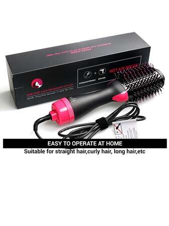 Enstegs 1000W varmluftsborste för föning, med en 3-växlad roterande knoppstyler och en keramiskt belagd oval borste för enkel volymgivande, utjämnande, plattning och lockning. Snabbtorkande hårverktyg med dubbelt termiskt skydd för säkrare styling; En lätt hårtork för hemmasalong designad för enkel vardaglig skönhet och en omtänksam present till nära och kära under högtiderna.