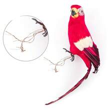 25/35厘米手工仿真鹦鹉创意羽毛草坪摆件动物鸟类花园鸟类道具装饰创意手工仿真鹦鹉动物鸟类花园道具装饰微型羽毛草坪娃娃摆件逼真人造大鸟羽毛假肩鹦鹉装饰模型用于装饰工艺品 - 紅色 - 查看 9