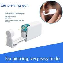 2/4/6/8PCS Disposable Ear Piercing Gun Self Ear Piercing Kit With 5mm Crown Cubic Zirconia Earrings Stud For Home Use - Gold-white - View 9