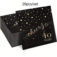 20 khăn ăn tiệc sinh nhật màu vàng "Chúc mừng 30/40/50/60 năm" - Màu đen với những ngôi sao màu vàng, dùng cho sinh nhật lần thứ 30/40/50/60, đám cưới, kỷ niệm & lễ kỷ niệm chung, khăn ăn giấy thanh lịch, đồ trang trí tiệc nghỉ hưu - Nhiều màu - Xem 11