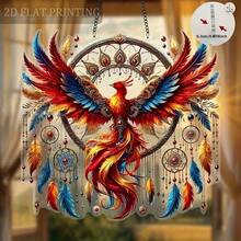 1pc Vibrant Red Cardinal Acrylic Hanging Decor - Acrylic With Beaded Accents, Swinging Bird Design, Suitable For Window, Living Room, Bedroom And Porch Decoration - Multicolor - View 6