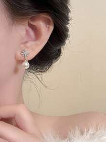 topshiny 一对优雅的珍珠水钻吊坠耳环，适合日常佩戴和派对场合。 - 彩色 - 查看 3