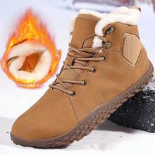 Men's Winter Snow Boots High Top Lace-Up Thermal Insulated Waterproof Anti-Slip Windproof Outdoor Hiking Shoes Plush Lined Comfort For Walking Running Trekking Fall Winter Season Casual Solid Color Snow Boots.Furry Boots,Winter Shoes,Snow Boots Men,Botas De Invierno Para Hombre,Men Boots Winter.Men's Winter Brown Outdoor Snow Boots And Short Boots - 棕色 - 查看 2