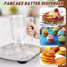 FillTouch 2 Pcs Cupcake Batter Dispenser Pancake Mix Dispenser 4 Cups With Squeeze Handle Tools For Pancake, Cupcake, Cookie, Cake, Waffles, Ice Cream Baking Gifts For Kitchen Housewarming (Black) - ColorE - 查看 4