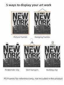 1张无框纽约帝国大厦天际线海报，黑白摄影作品，极简主义墙面艺术，适用于卧室、客厅、宿舍 | 房间装饰，装饰品，墙面装饰画，复古装饰，宿舍必备 - 彩色 - 查看 6