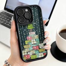 Estuche de Teléfono Caja de Regalo de Navidad Patrón de Árbol Para  15 Pro Max  14 Plus  13 Mini  12  Galaxy S24 S23 S22 S21 Protector de Teléfono Estuche de Teléfono para Pareja Regalo para Él Ella Presente de Vacaciones - Negro - Ver 2