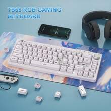 MAGEGEE TS68 60% 紧凑型有线键盘，61 键，RGB 背光，小型便携式薄膜键盘，适用于 Windows PC、笔记本电脑和游戏本。 - 黑色 - 查看 6