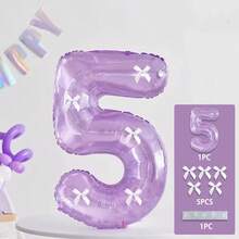 1 Set Dreamy Crystal Purple Balloons, Numbered Balloons With White Bow Decor, Suitable For Birthday Party, Bar, Proposal And Confession Scenes, Numbers 1-9 Available - Multicolor - View 13