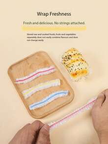 100pcs Plastic Wrap, Disposable Colorful Food Packaging For Kitchen, Picnic, BBQ To Preserve Fruits & Vegetables - For Food Contact - White - View 6