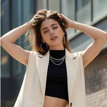 16 Inch Elegant European & American Style Ombre Brown Middle Part Medium Length Straight Wig With Layered Ends, Suitable For Daily Wear, Festivals, Parties, Cosplay, Soft And Smooth With Moderate Hair Volume - Brown Gradient - View 5