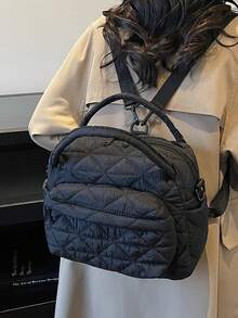 Mini Backpack, Corduroy Solid Color Small Backpack, Suitable For Outing, Travel, Shopping, Vacation, Multipurpose Small Bag - Black - View 3