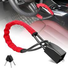 Steering Wheel Lock Anti-Theft Car Security Device Heavy Duty Seat Belt Lock Black/Red/Yellow - Red - View 1
