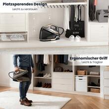 SUPERLEX Dampfbügeleisen mit LED-Bildschirm, 2600 W schnell aufheizendes elektrisches Bügeleisen, leistungsstarkes Dampfbügelgerät, mit 4-in-1-Multifunktion (Trockenbügeln, Sprühen, Dampf, Luftbügeln), selbstreinigende antihaftbeschichtete Keramiksohle, geeignet zum Bügeln von Wolle, Polyester, Seide, Leinen, Nylon und anderen Kleidungsstücken, Dampfbügeleisen, 1300 ml Wassertank mit großem Fassungsvermögen, Dampfglätter mit Anti-Kalk-/Tropfschutzfunktion, geeignet für die Wäsche zu Hause und unterwegs. - EU F-Typ Stecker (220-240V) - Übersicht 9