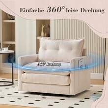 360° Swivel Lounge Chair With Armrests, Large Single Sofa For Living Room, Bedroom, Study And Office, Modern Style Armchair With Cushions, Ideal For Relaxation And Entertainment - 米色 - 查看 4