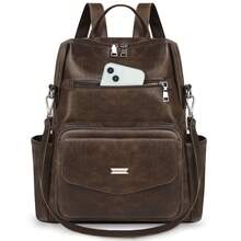 NEWHEY Backpack Purse For Women Fashion PU Leather Backpack For Women Designer Purse Backpack Convertible Women's Backpack Handbags Tote Waterproof Small Backpack Purse For Work Travel Casual - 咖啡 - 查看 7