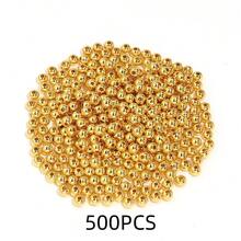 10-1000颗 3-20毫米 仿珍珠树脂珠，金色圆形隔珠，优雅珍珠珠，适用于圣诞装饰、珠宝制作、DIY工艺品、手机挂饰、钥匙扣，批发 - 金色 - 查看 16