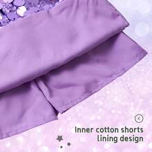 Lontakids Girls Sequin Skirt Sparkly Toddler Kids Mini Glitter Skirt Elastic Waist Party Pencil Skirt - 淡紫色 - 查看 6