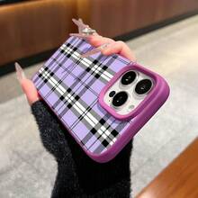 Purple Plaid Pattern Phone Case Compatible With Samsung Phone Cases  17  16 Pro Max  15 Pro Max  13 And  12 Made Of TPU Material Providing Shock And Drop Protection With A Chic And  Design Making It A Perfect Gift For Family Friends Loved Ones And Significant Others - Purple - View 4