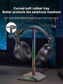 RGB Lighting Gaming Headphone Stand With Type-C Expansion Headphone Holder - Multicolor - View 2