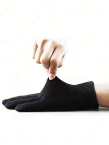 2 Pairs Black Full Finger Knitted Touchscreen Gloves With Warm Thermal Lined, For Cycling, Christmas Accessories, Winter