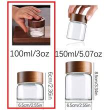 1pc Retro 2oz/4oz Wooden Lid Storage Glass Jar, Black Cap Bottle, Heatproof Glass Container, Black Plastic Lid Small Glass Bottle, Transparent Storage Glass Jar - Clear - View 21