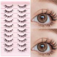 10 Pairs Fox-Inspired Transparent Wispy Elongated Eyelash Extensions, Suitable For Daily Wear, Commute, Dates, Parties - Criss Cross lashes - View 3