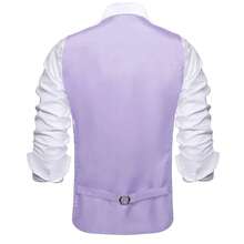 Mens Waistcoat Light Purple Plain Vest Set Tuxedo Gilet Wedding Formal Casual - Màu Lilac Tím - Xem 4
