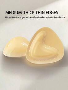 1 Pair Of Double-Sided Self-Adhesive Breast Pads, Breast Pad Sticky Pads, Backless Reusable Breast Pads, Bra Bikini Invisible Thick Breast Pads Waterproof Swimming - Multicolor - View 2